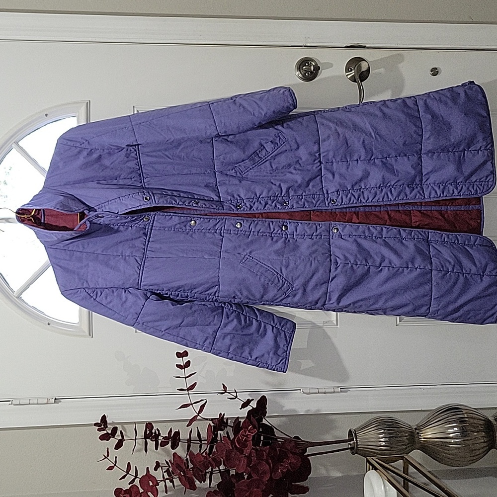 VintageReversible  Eddie Bauer Purple Quilted Long Jacket Coat Size M